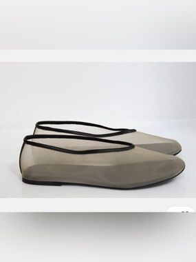 Women’s Neutral Mesh Ballet Flats with Black Trim